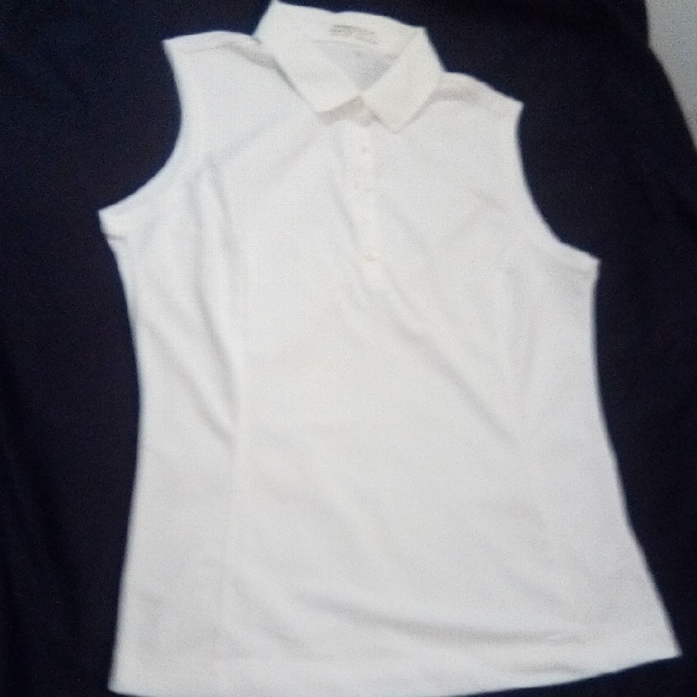 Nike White Fitted Sleeveless Polo Tank